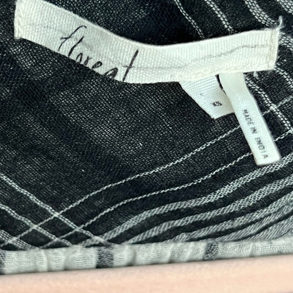 Anthropologie Floreat Plaid Embroidered Longline Tunic Top | Black/White | XS - Picture 6 of 9